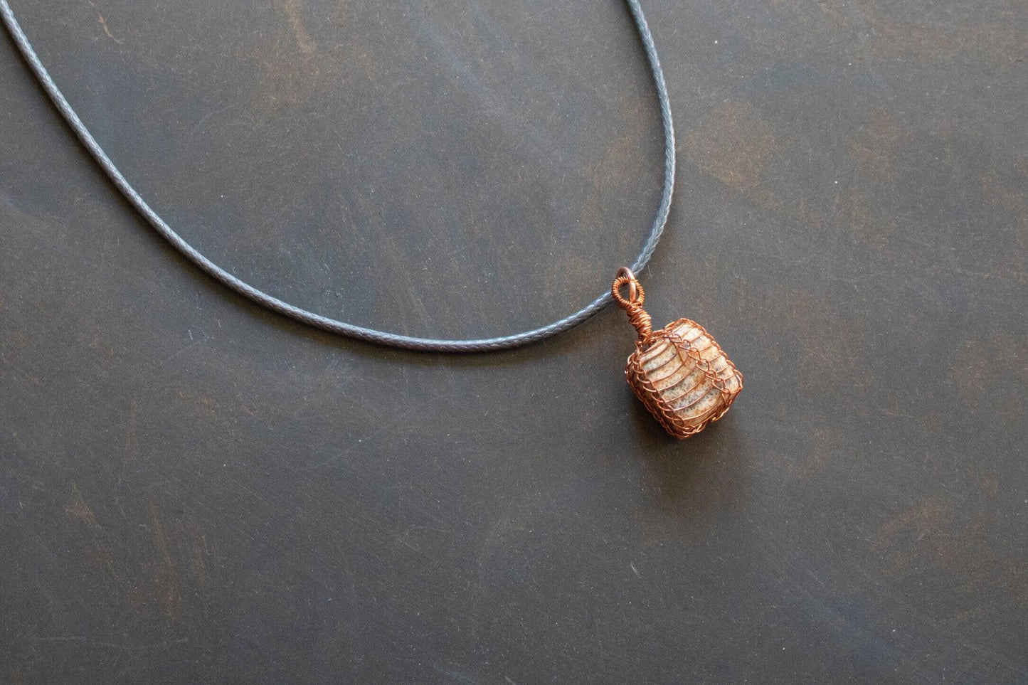 Jasper Necklace, Copper Wire Wrapped Pendant, Anniversary Gift for Wife, Witch Necklace
