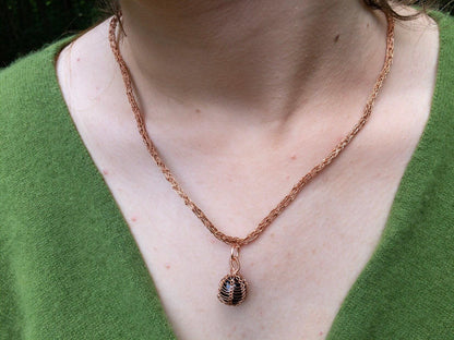 Black Onyx Necklace, Copper Wire Wrapped Pendant, Birthday Gifts for Women, Gothic Jewelry