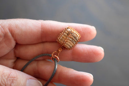 Jasper Necklace, Copper Wire Wrapped Pendant, Anniversary Gift for Wife, Witch Necklace