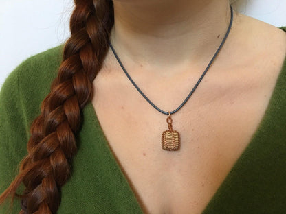 Jasper Necklace, Copper Wire Wrapped Pendant, Anniversary Gift for Wife, Witch Necklace