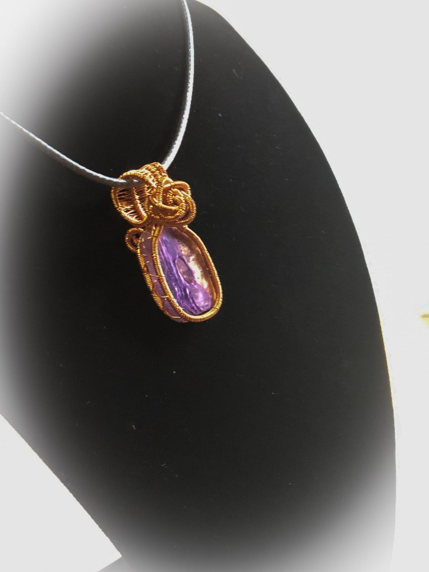Statement Necklace, Charoite, Copper Wire Wrapped Necklace, Birthday Gifts, Witch Jewelry