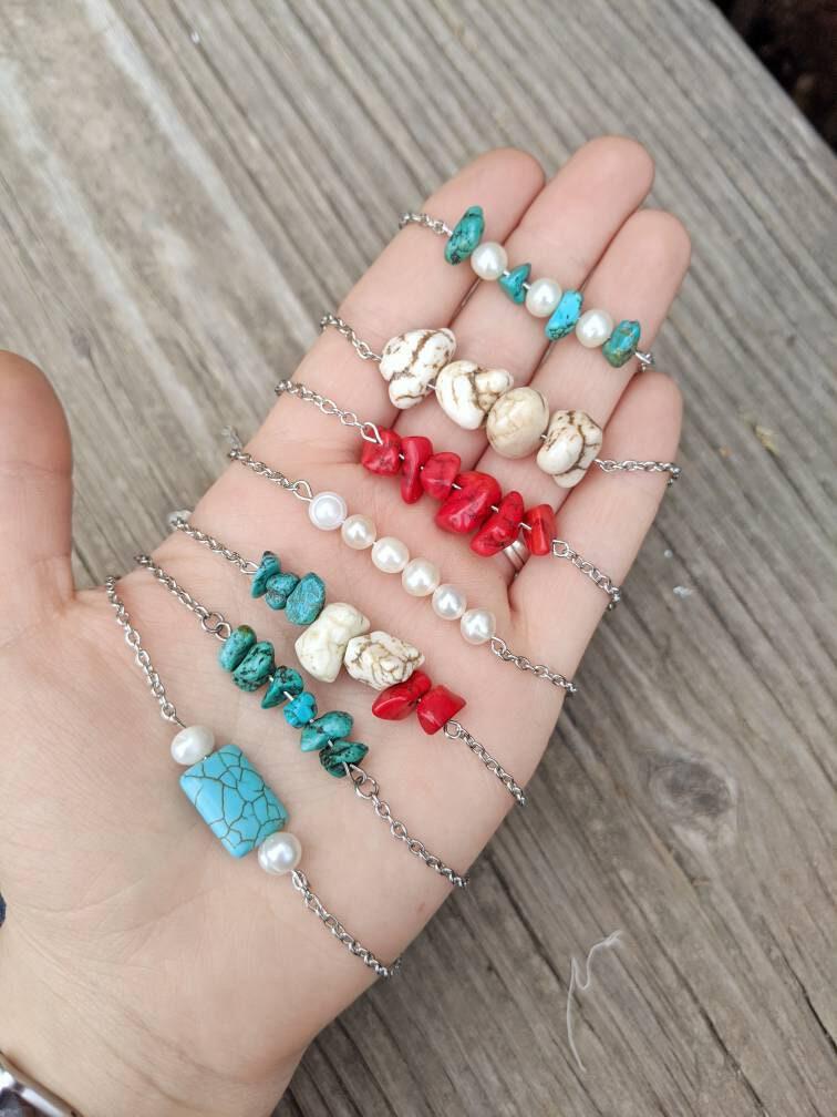 Pearl Nugget Bar Necklace - Country & Western Style