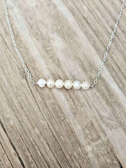 Pearl Nugget Bar Necklace - Country & Western Style