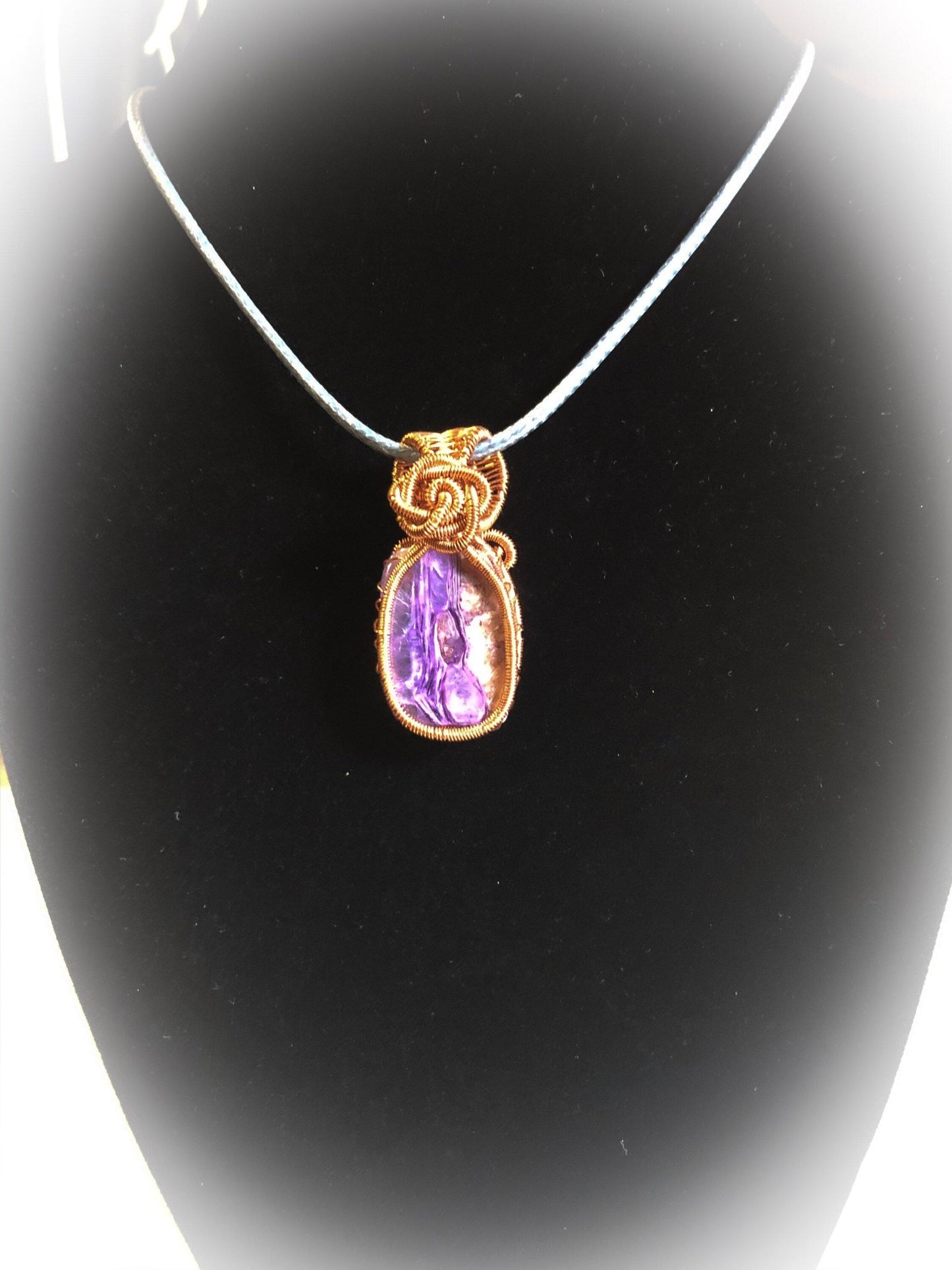 Statement Necklace, Charoite, Copper Wire Wrapped Necklace, Birthday Gifts, Witch Jewelry