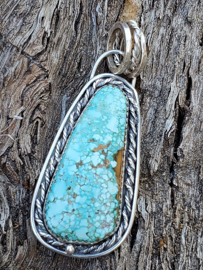 Number 8 Turquoise Sterling Silver Pendant