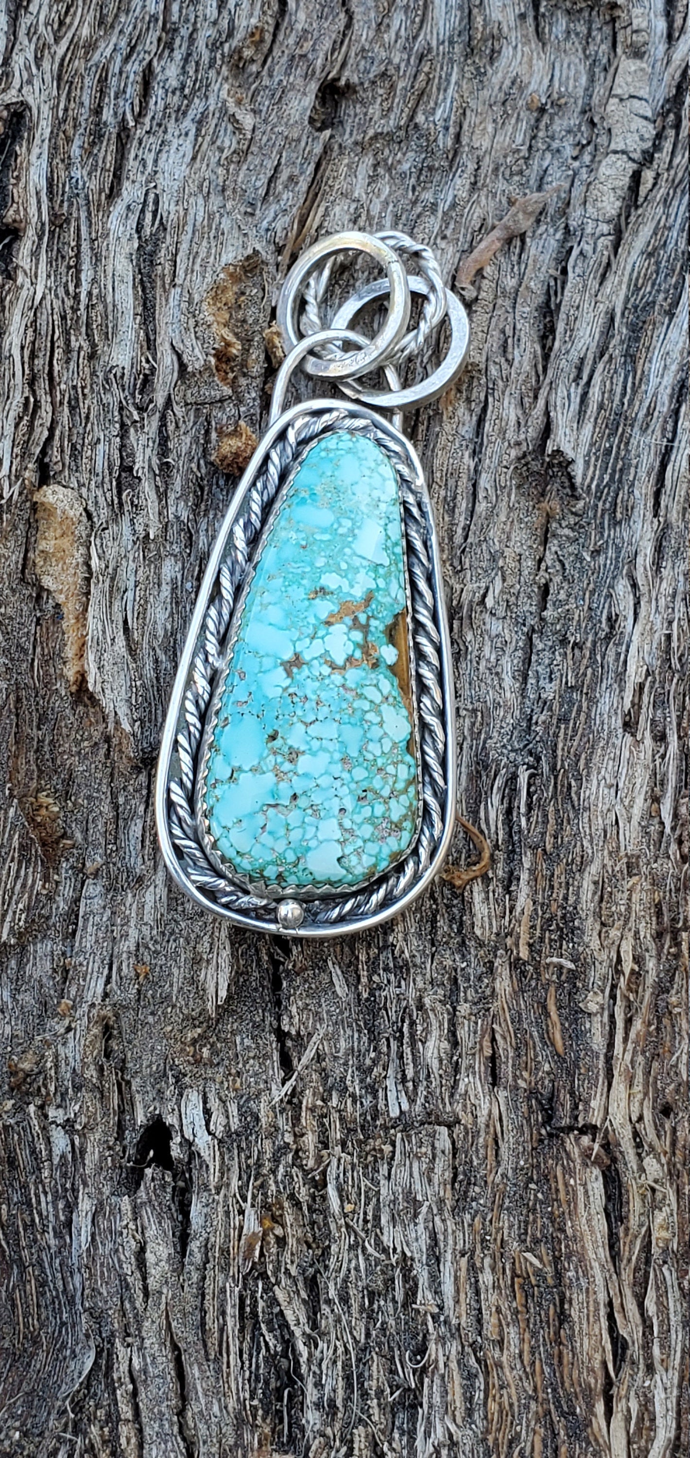 Number 8 Turquoise Sterling Silver Pendant
