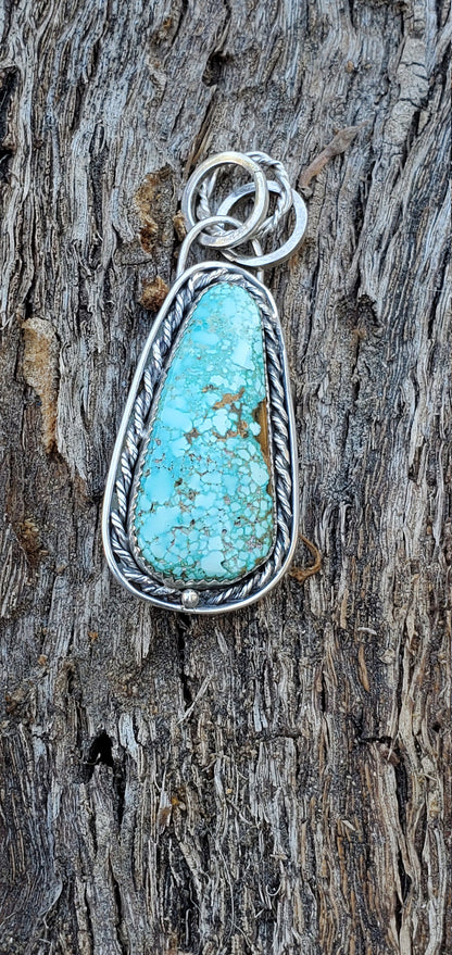 Number 8 Turquoise Sterling Silver Pendant