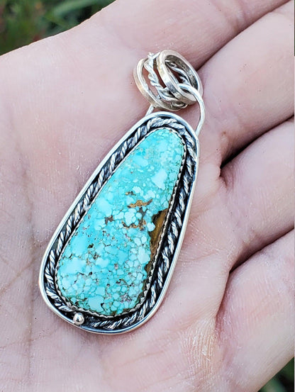 Number 8 Turquoise Sterling Silver Pendant