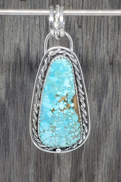 Number 8 Turquoise Sterling Silver Pendant