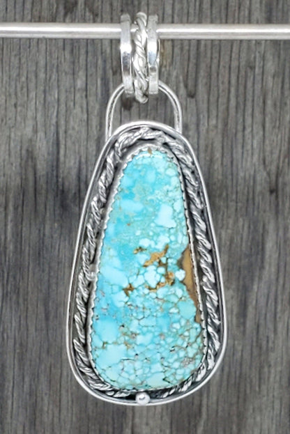 Number 8 Turquoise Sterling Silver Pendant