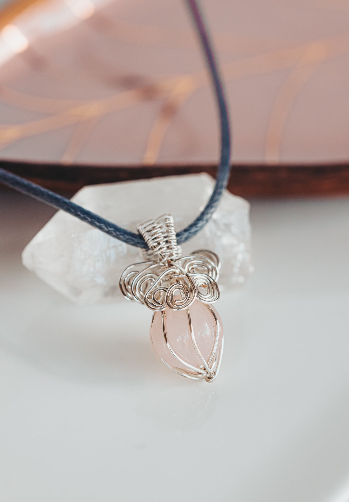 Rose Quartz Necklace, Acorn Necklace, Birthday Gifts, Gifts for Women