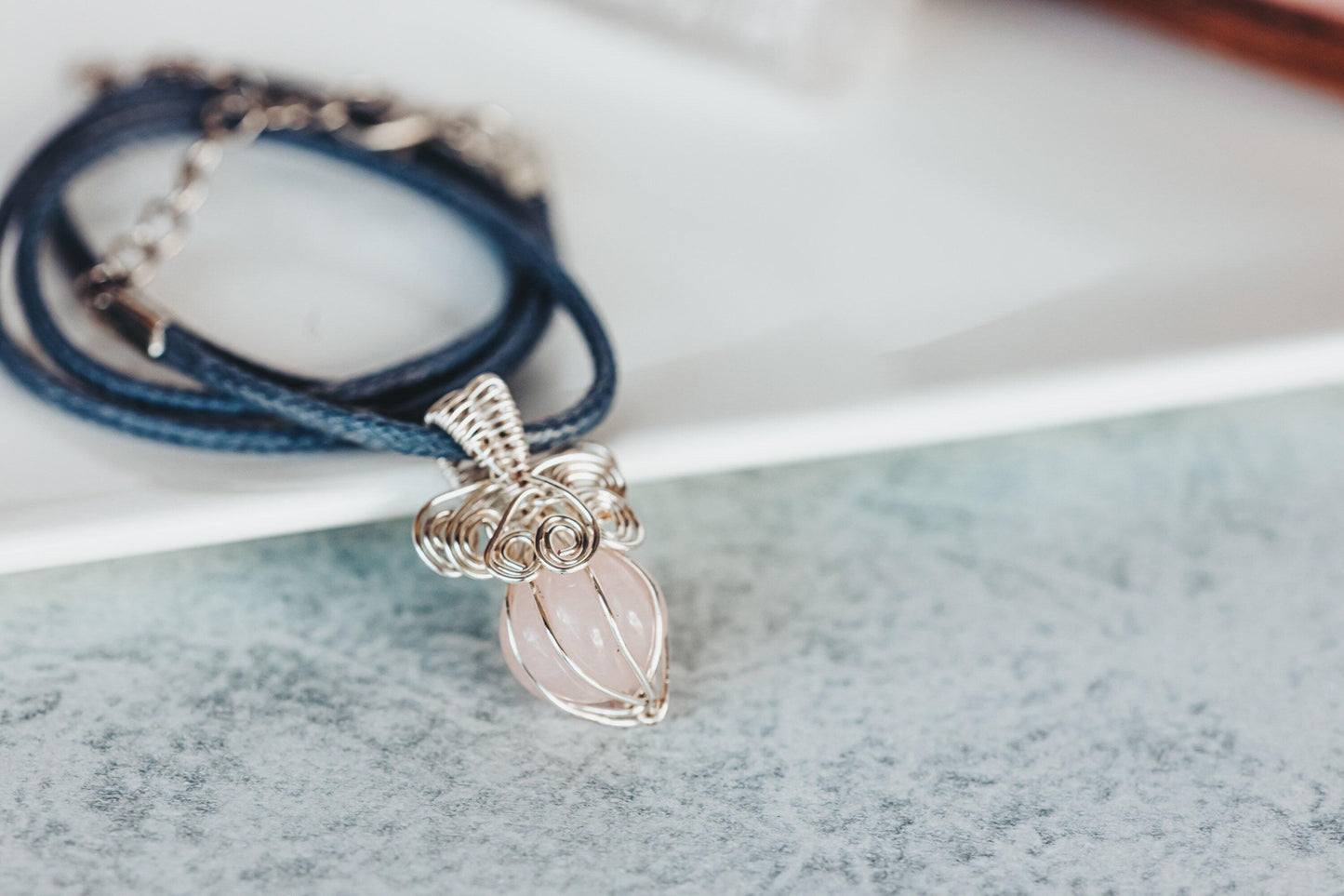 Rose Quartz Necklace, Acorn Necklace, Birthday Gifts, Gifts for Women