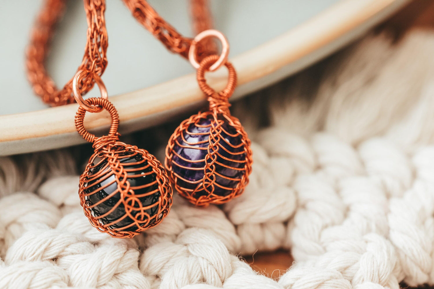 Black Onyx Necklace, Copper Wire Wrapped Pendant, Birthday Gifts for Women, Gothic Jewelry