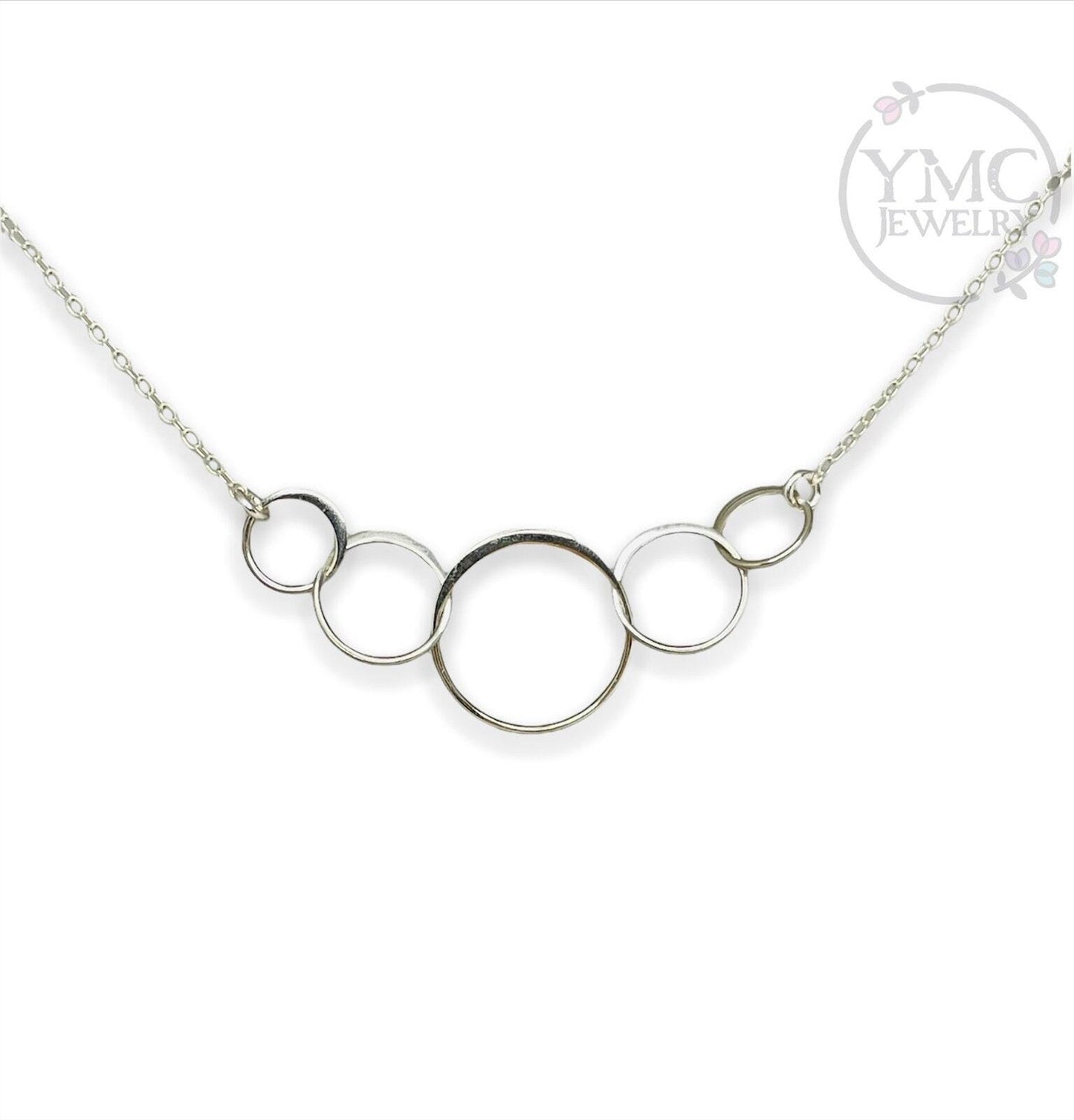 50th Gift for Women,50th Birthday Gift,Five circles for 50th Birthday,Fifty and Fabulous Gift Ideas,Interlocking circle necklace,