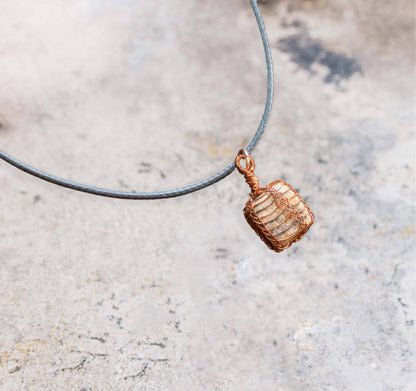 Jasper Necklace, Copper Wire Wrapped Pendant, Anniversary Gift for Wife, Witch Necklace