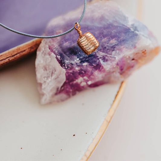 Jasper Necklace, Copper Wire Wrapped Pendant, Anniversary Gift for Wife, Witch Necklace