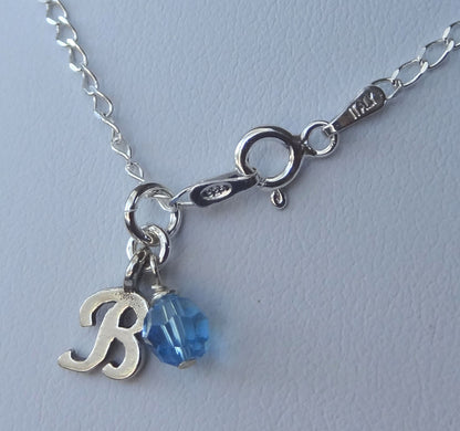 Monogram Personalized Baby Initial Birthstone Necklace,Dainty Initial Necklace,Birthstone Necklace,Flower Girl Personalized Initial Necklace