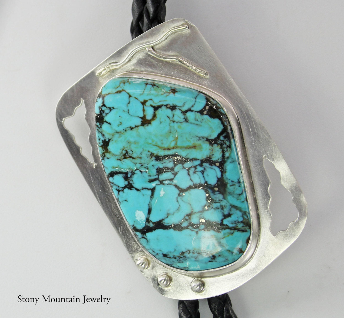Turquoise Bolo Tie, Custom Handmade Wedding Bolo Tie, Unique Sterling Silver Bolo Tie for Men & Women, Western Bolo Tie, Mens Jewelry