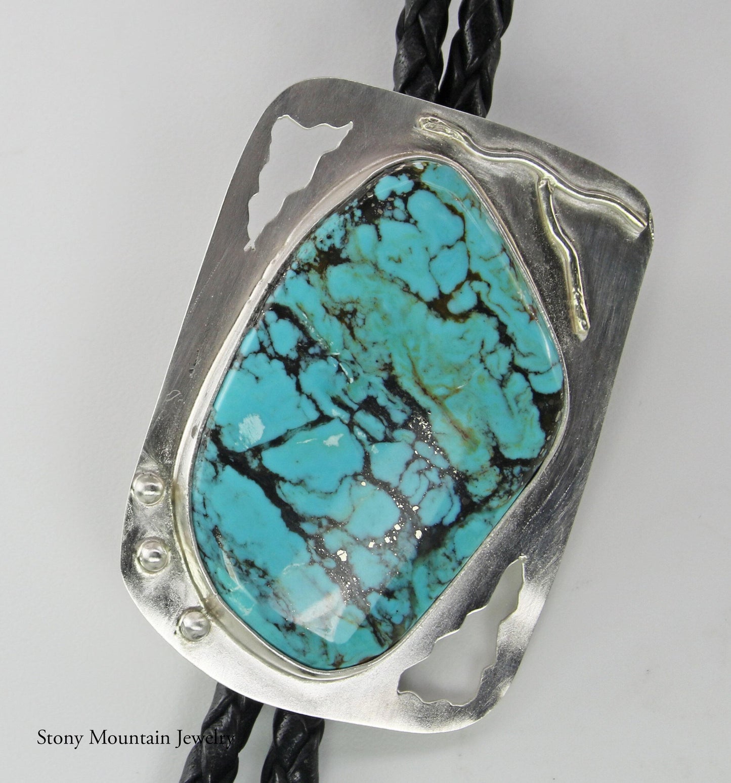 Turquoise Bolo Tie, Custom Handmade Wedding Bolo Tie, Unique Sterling Silver Bolo Tie for Men & Women, Western Bolo Tie, Mens Jewelry