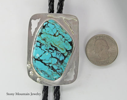 Turquoise Bolo Tie, Custom Handmade Wedding Bolo Tie, Unique Sterling Silver Bolo Tie for Men & Women, Western Bolo Tie, Mens Jewelry