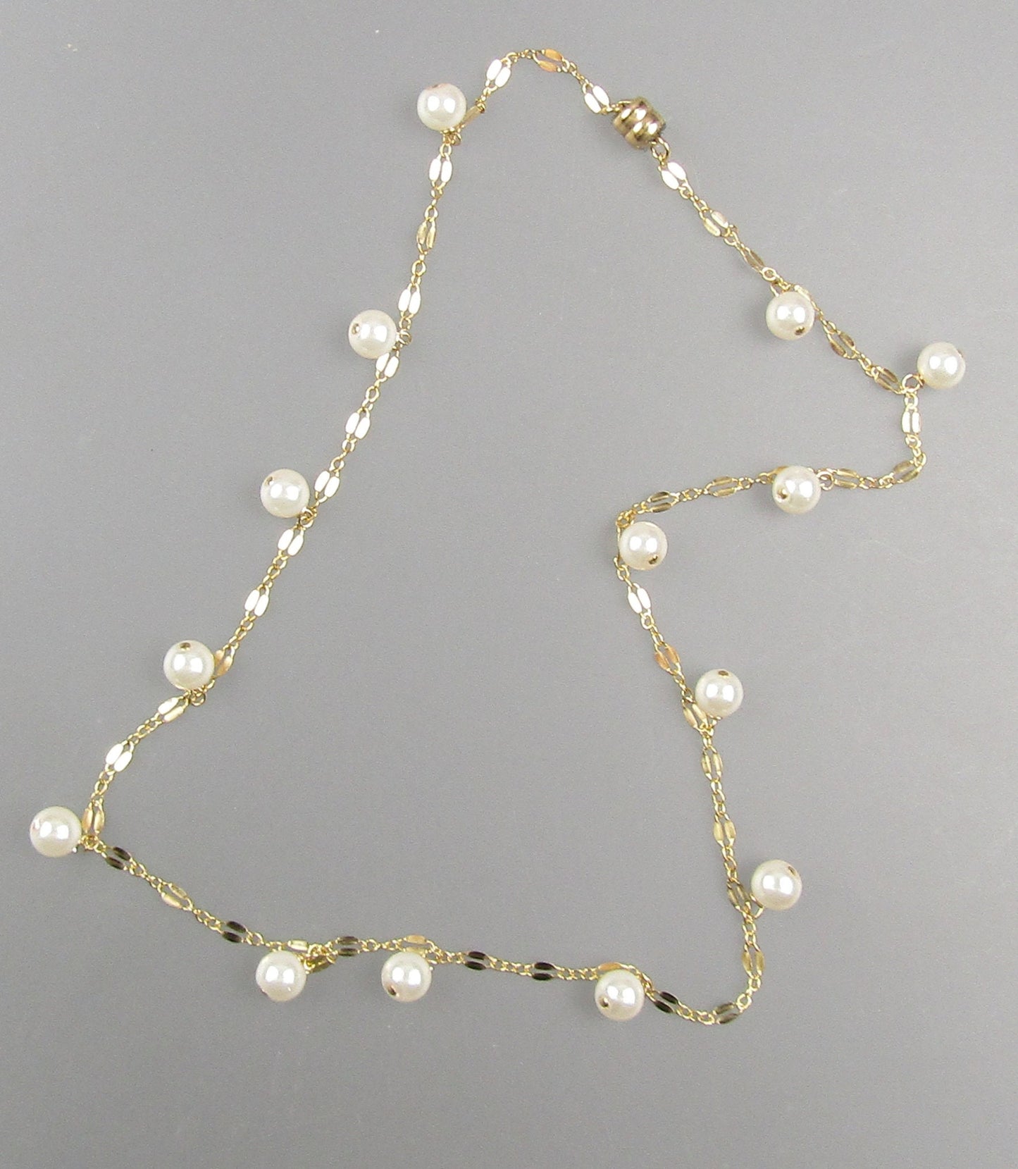 Dainty Pearl Necklace in Gold with Your choice of Length, and a 14k gf Magnetic Clasp, the perfect gift for her