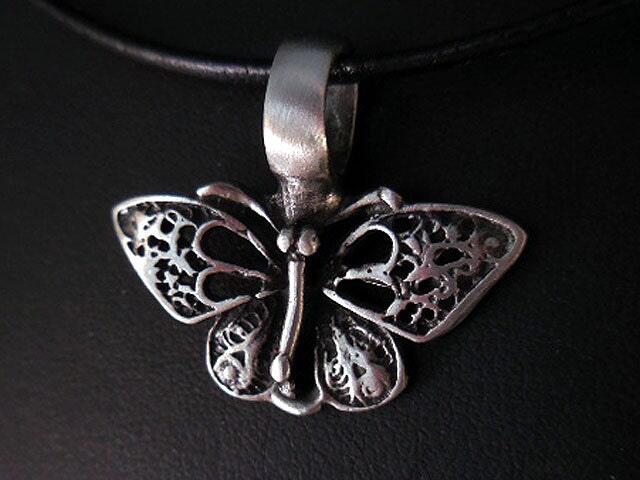 Butterfly Necklace, Pewter Butterfly Pendant, Leather Cord Necklace, Butterfly Jewelry, Girls Necklace, Lacy Butterfly, Statement Necklace