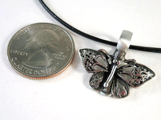 Butterfly Necklace, Pewter Butterfly Pendant, Leather Cord Necklace, Butterfly Jewelry, Girls Necklace, Lacy Butterfly, Statement Necklace