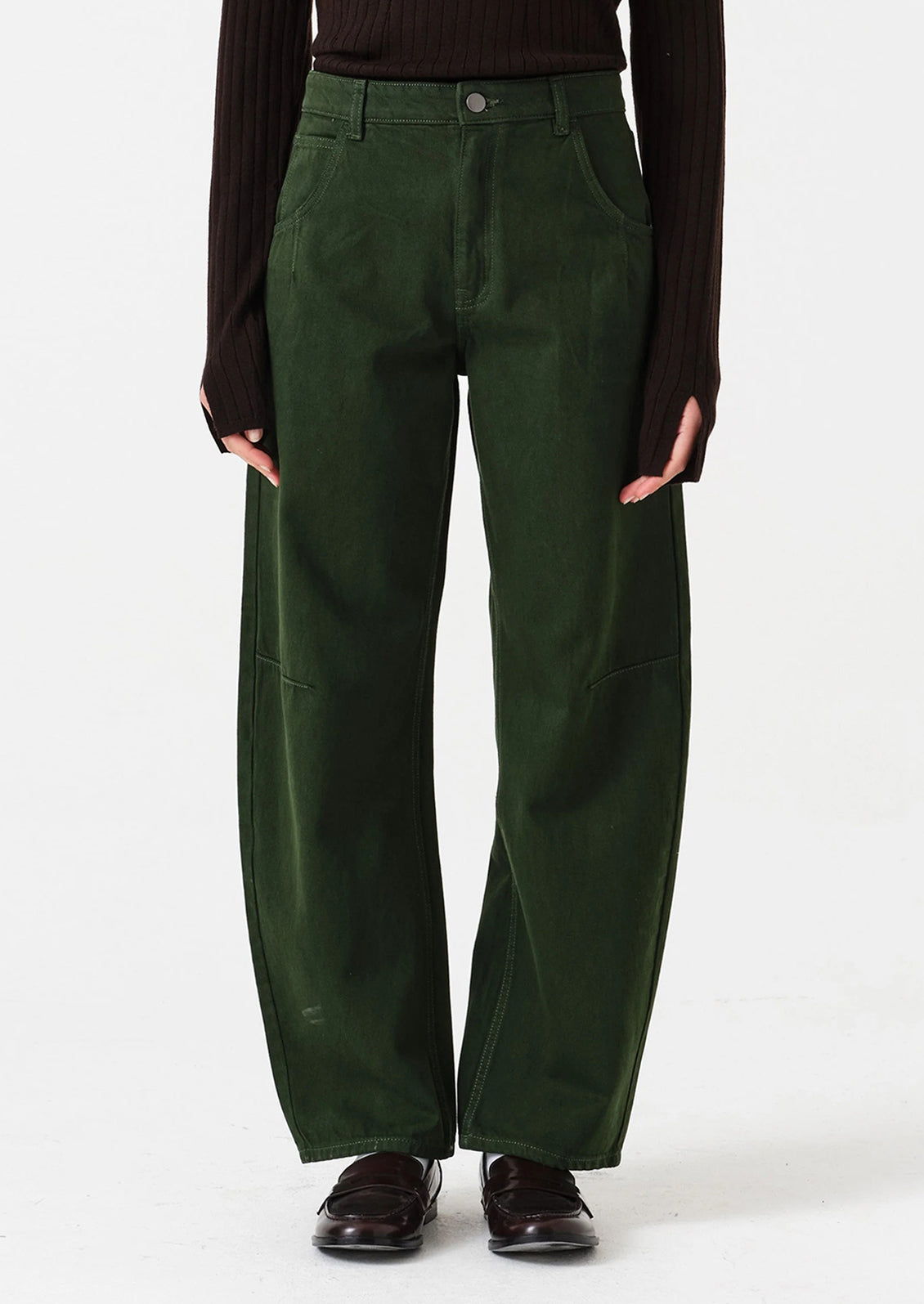 Nina Barrel Leg Jean in Dark Pine