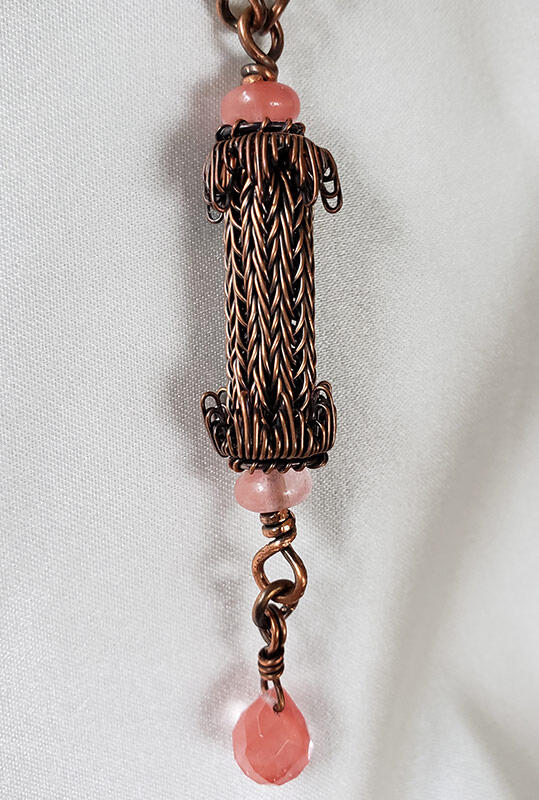 Copper Necklace and Matching Earrings with Rose Quartz Accents
