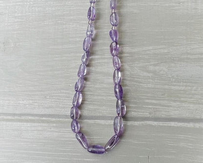 Amethyst Beaded Necklace with Sterling Heart Clasp