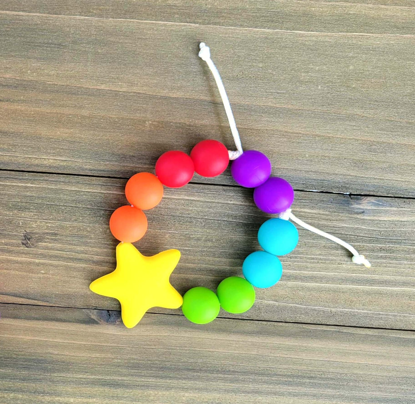 Kids Personalized Name Rainbow Star Necklace made from Silicone Beads