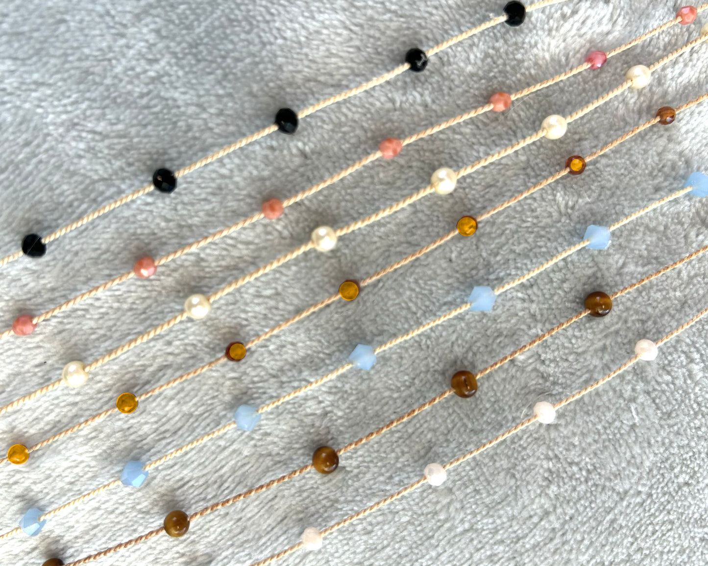 Delicate Round Beads Choker on Buriti Silk Cord