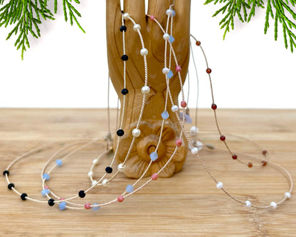 Delicate Round Beads Choker on Buriti Silk Cord