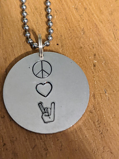 Peace Love Rock n Roll Necklace