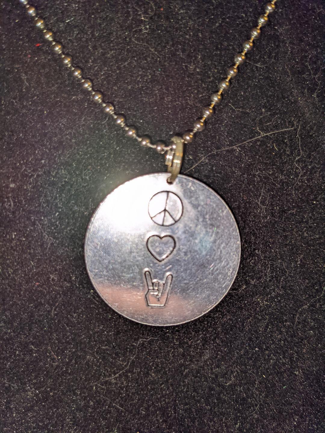 Peace Love Rock n Roll Necklace