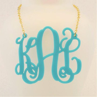 Vine Monogram Acrylic Necklace, XXL 3 Inches Wide
