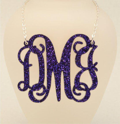 Vine Monogram Acrylic Necklace, XXL 3 Inches Wide